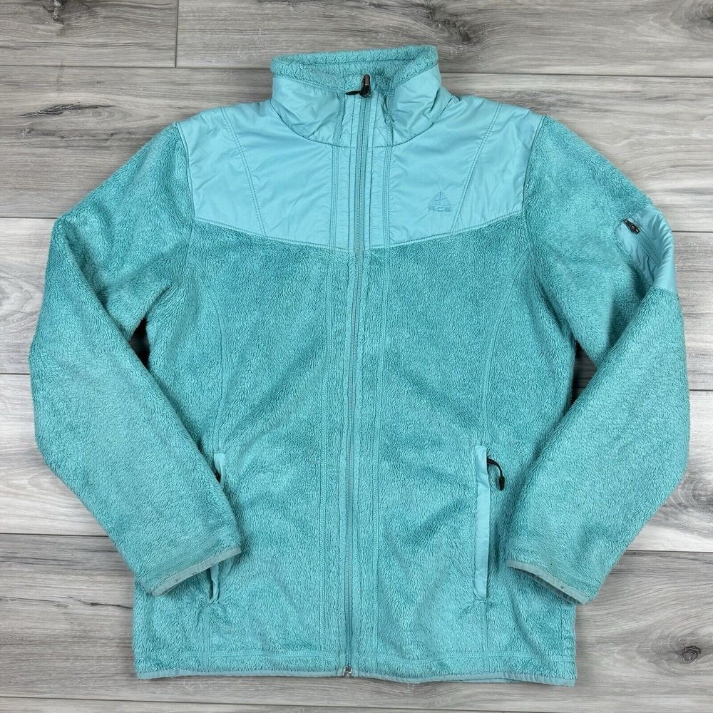 Nike ACG Women's Medium Blue Fleece Jacket Full Zip Pockets Outdoor Gorpcore